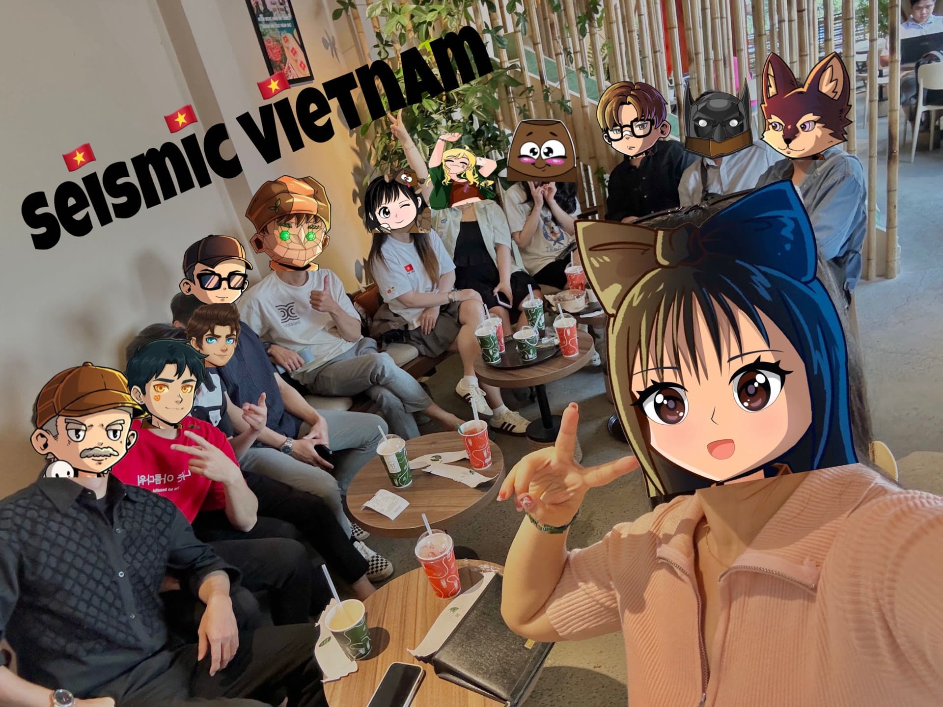 Seismic community members meeting together in a cafe